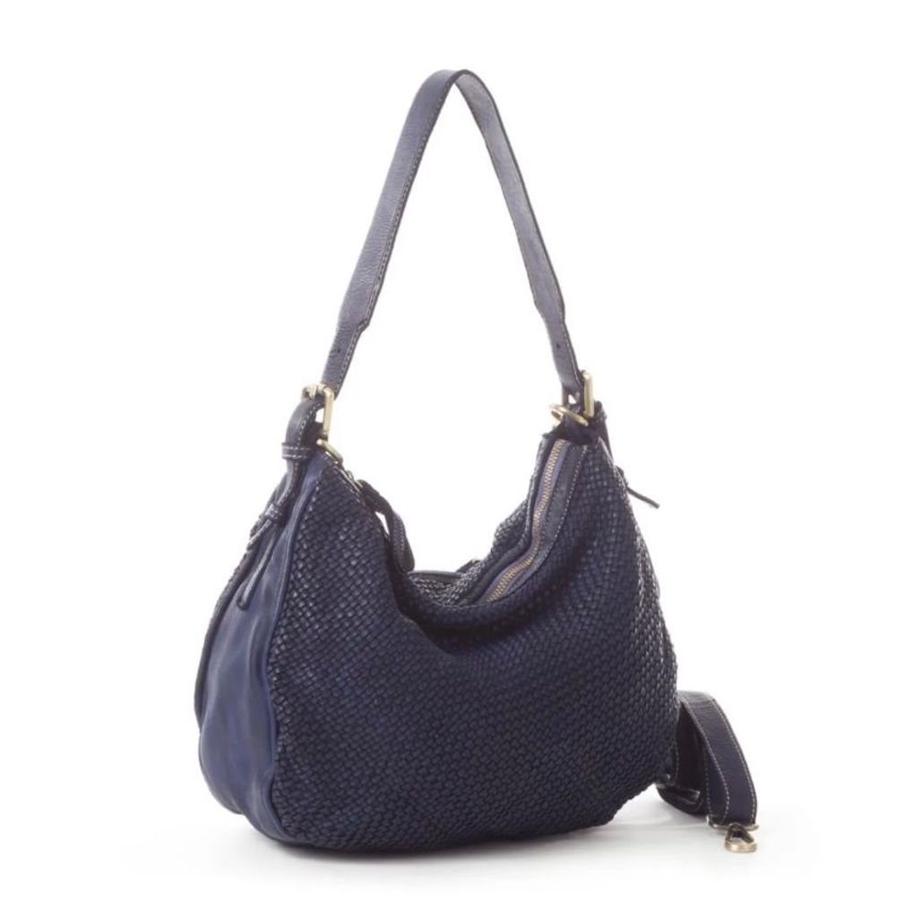 BZNA Bag Anja Blau Italy Designer Beutel Umhängetasche Damen Handtasche Leder - B Z N A