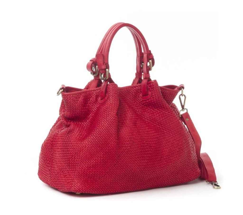 BZNA Bag Erna Rot Italy Designer geflochten Damen Handtasche Schultertasche Tasche Leder Shopper Neu
