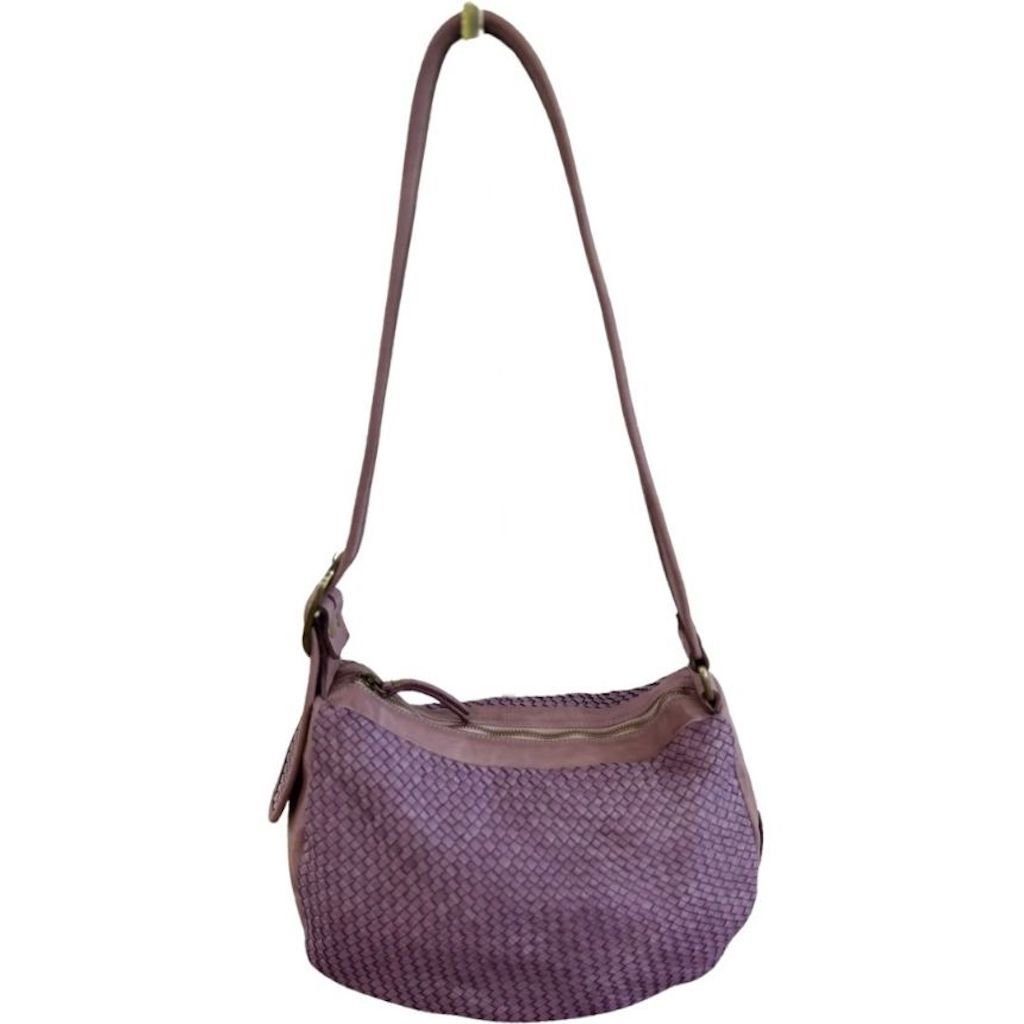 BZNA Schultertasche Bella Medium Flieder Italy Designer Ledertasche Umhängetasche - B Z N A