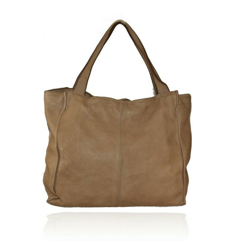 BZNA Bag Cassy Taupe Italy Designer Beutel Umhängetasche Damen Handtasche Leder - B Z N A
