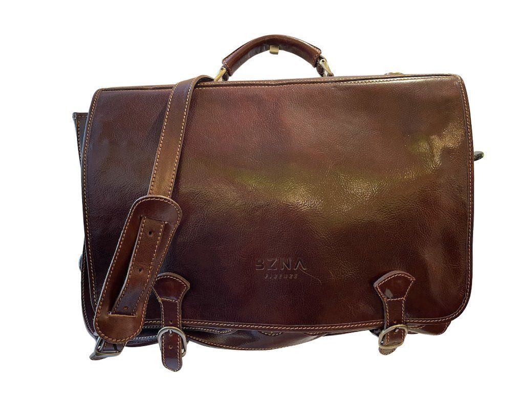 BZNA Firenze Bag Josy cognac Herren Aktentasche Business Bag Italy Designer Damen Handtasche Ledertasche Tasche Leder Neu - B Z N A