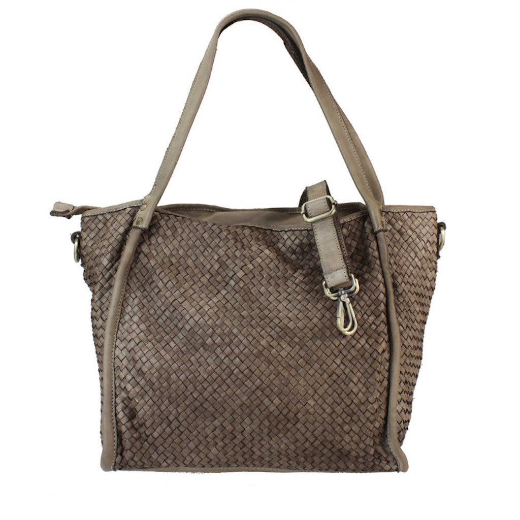 BZNA Bag Buca Taupe Italy Designer Leder Schulter Ledertasche Shopper Ledertasche - B Z N A