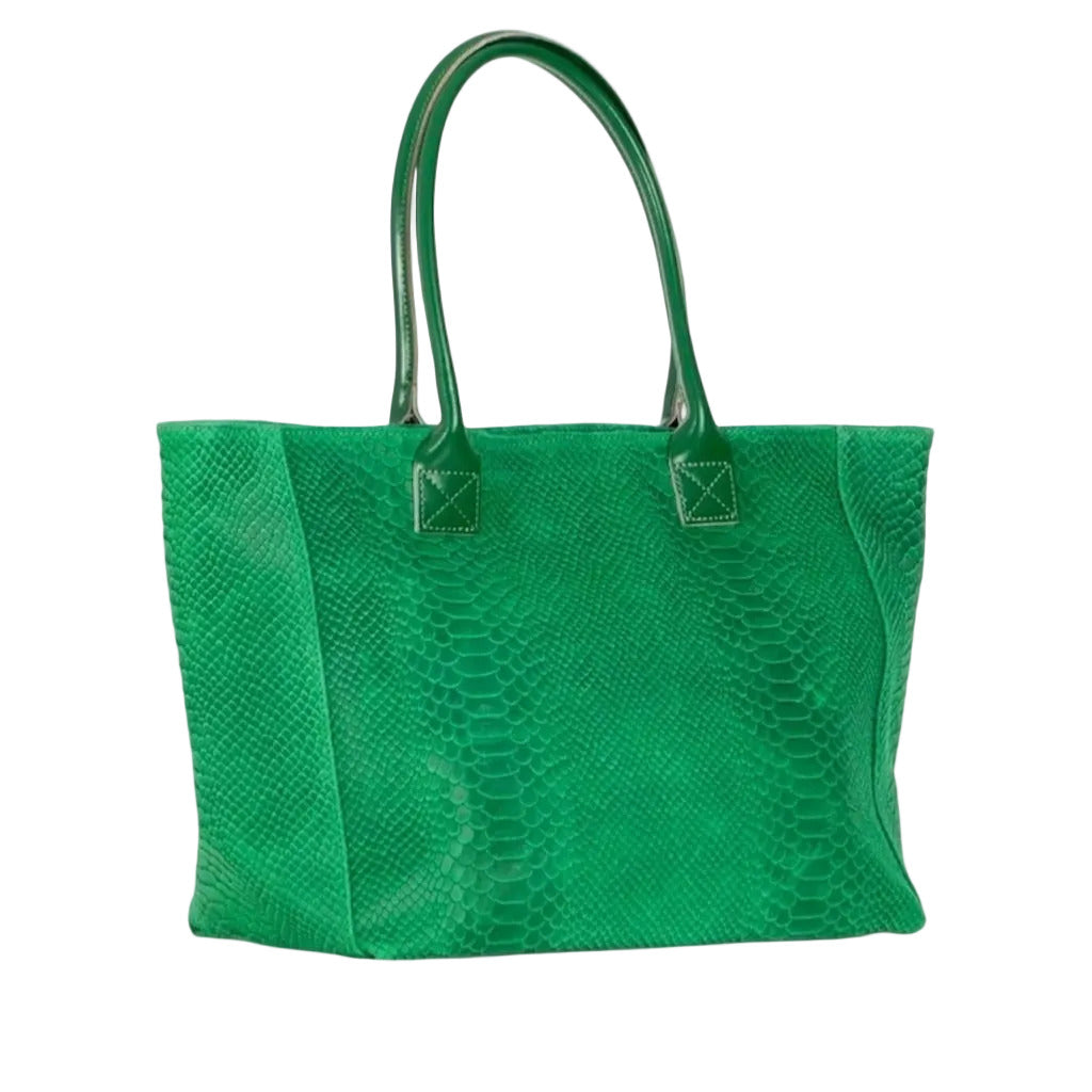 BZNA Bag Ladasha Esmerald Grün Snake Prägung Leder Italy Damen Shopper Handtasche Schultertasche Tasche - B Z N A