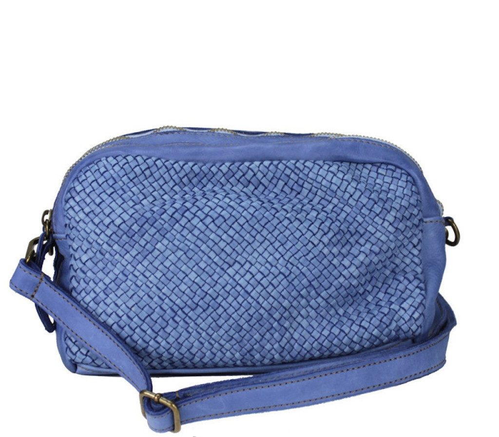 BZNA Bag Lucy Jeans Blau Italy Designer Clutch Braided Ledertasche Umhängetasche - B Z N A