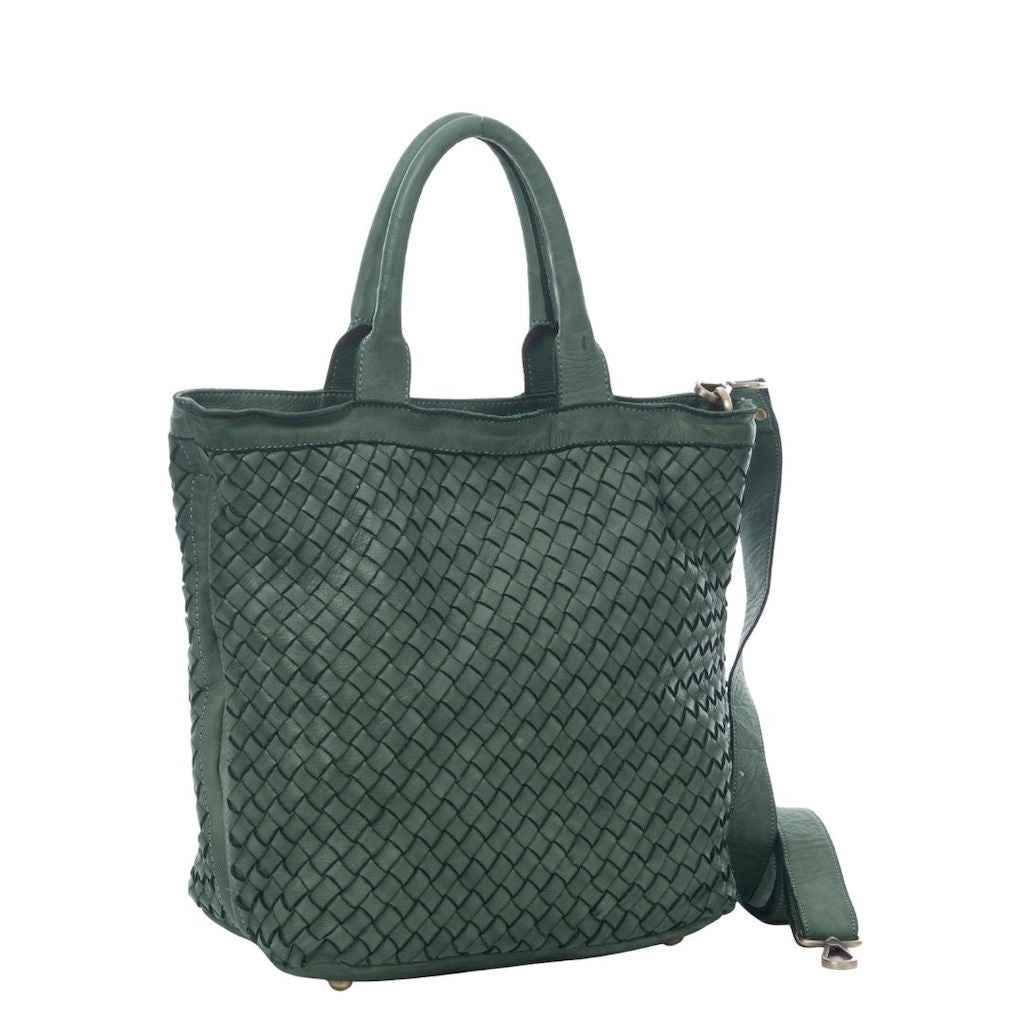 BZNA Bag Roma Forest Grün Italy Designer Damen Handtasche Tasche Leder Shopper