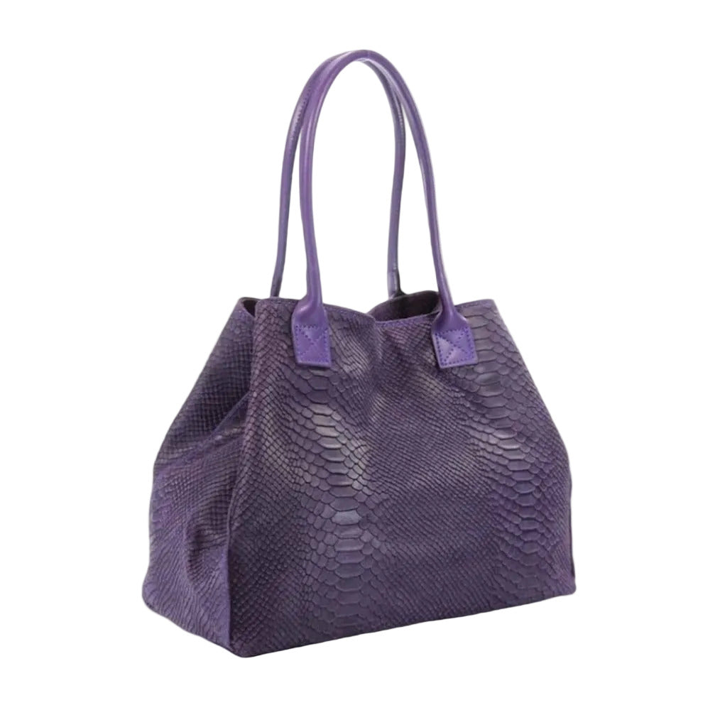 BZNA Bag Ladasha Lila Snake Prägung Leder Italy Damen Shopper Handtasche Schultertasche Tasche - B Z N A
