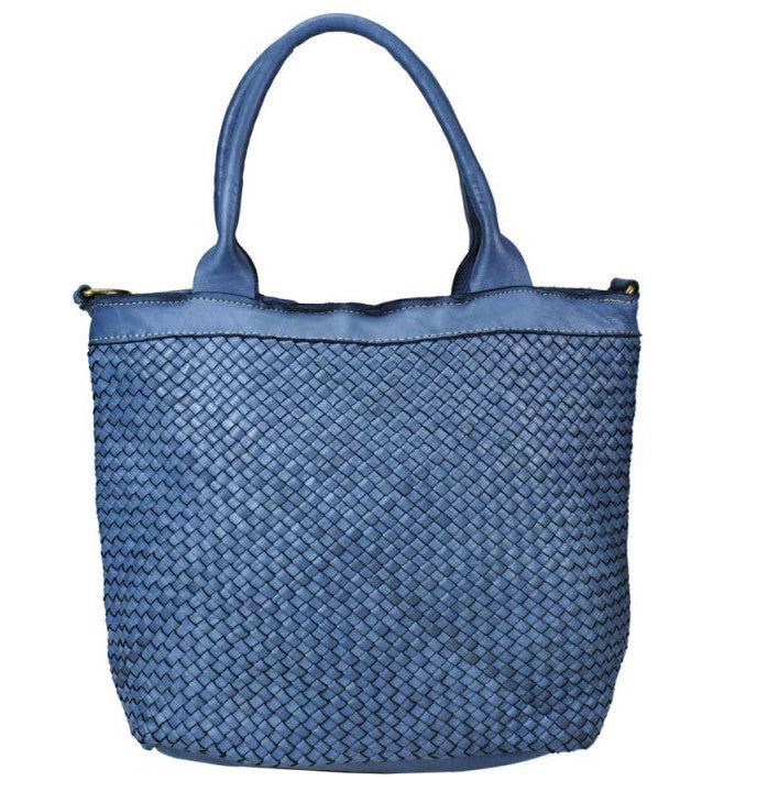 BZNA Bag Xenia Jeans Blau Italy Designer Damen Handtasche Tasche Leder Shopper - B Z N A