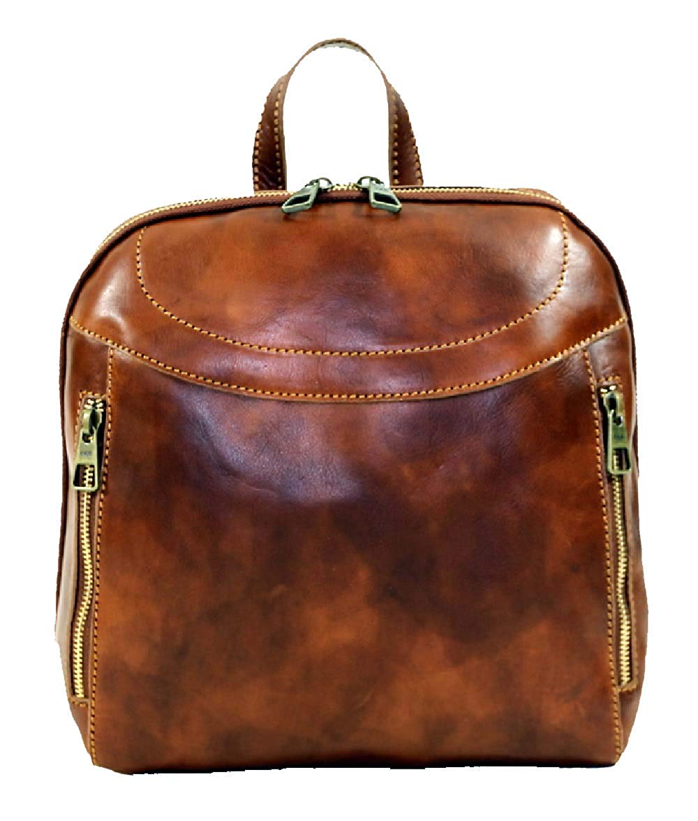 BZNA Firenze Dion cognac Backpacker vegetable plant tanned leather italy handmade Florence Designer Ladies Handbag Shoulder Bag New - B Z N A