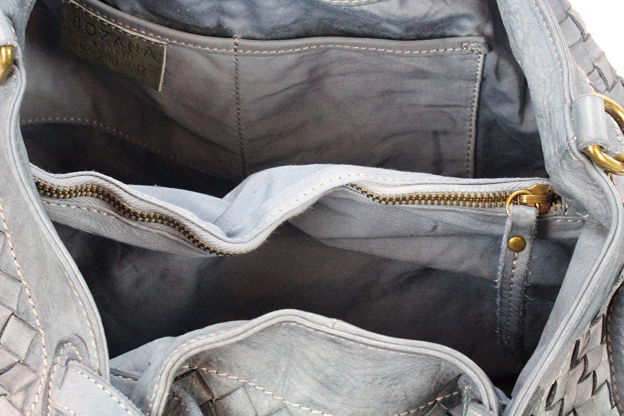 BZNA Rene Bag Petrol Blau blue Italy Designer geflochten Damen Handtasche Schultertasche Tasche Schafsleder Shopper Neu - B Z N A