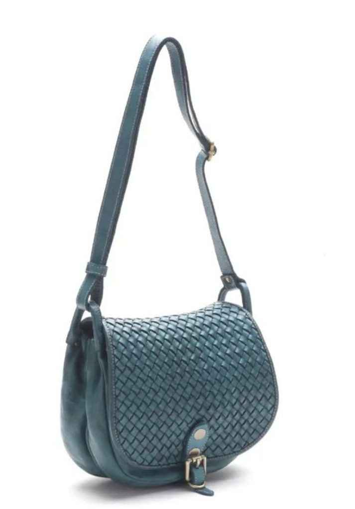 BZNA Schultertasche Tanita Petrol Italy Designer Handtasche Ledertasche Umhängetasche
