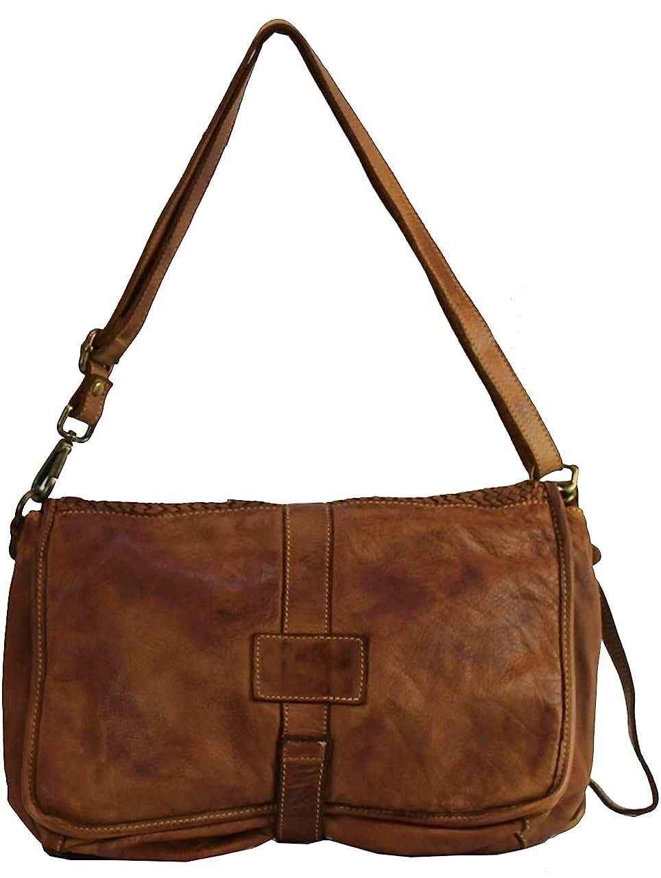 BZNA Bag Lola Cognac Italy Designer Clutch Umhängetasche Damen Handtasche Schultertasche Tasche Leder Shopper Neu