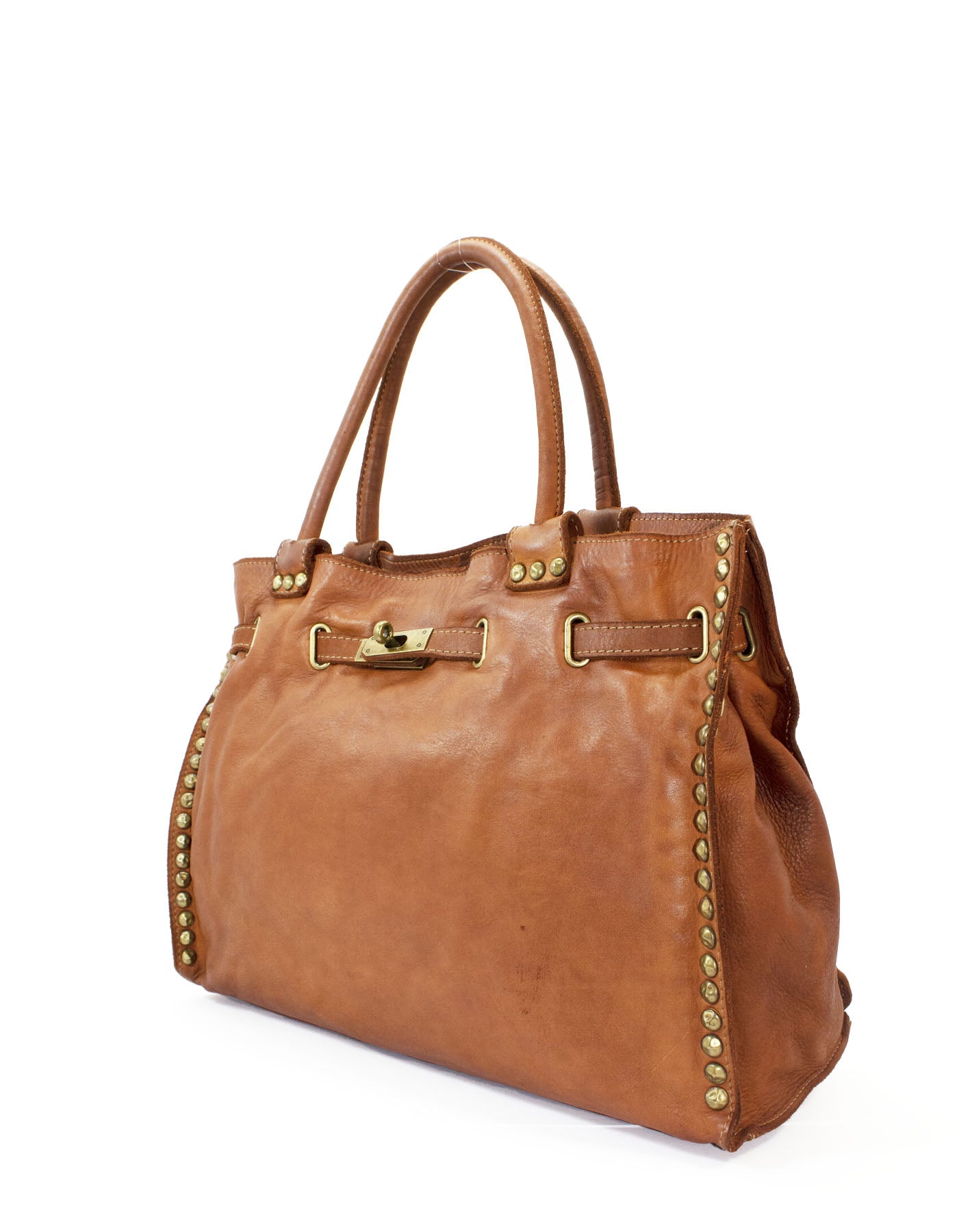 BZNA Isa Cognac vintage Italy Designer Business Damen Handtasche Ledertasche - B Z N A