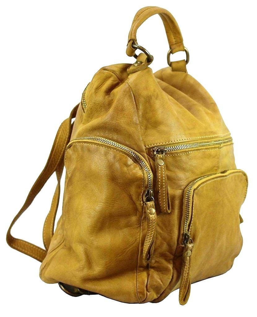BZNA Bag Stella Gelb Backpacker Designer Rucksack Damenhandtasche Schultertasche Leder Nappa sheep ItalyNeu