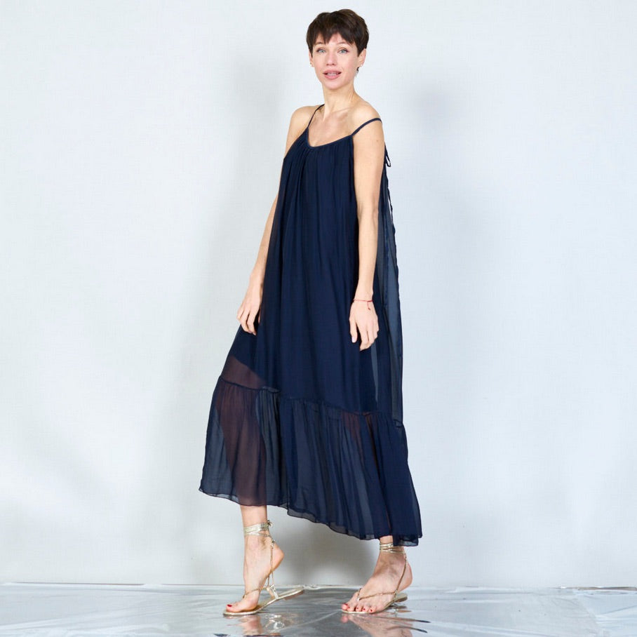 BZNA Ibiza Kleid Rückenfreies Seidenchiffon Langes Kleid Seidenkleid oneSize - B Z N A