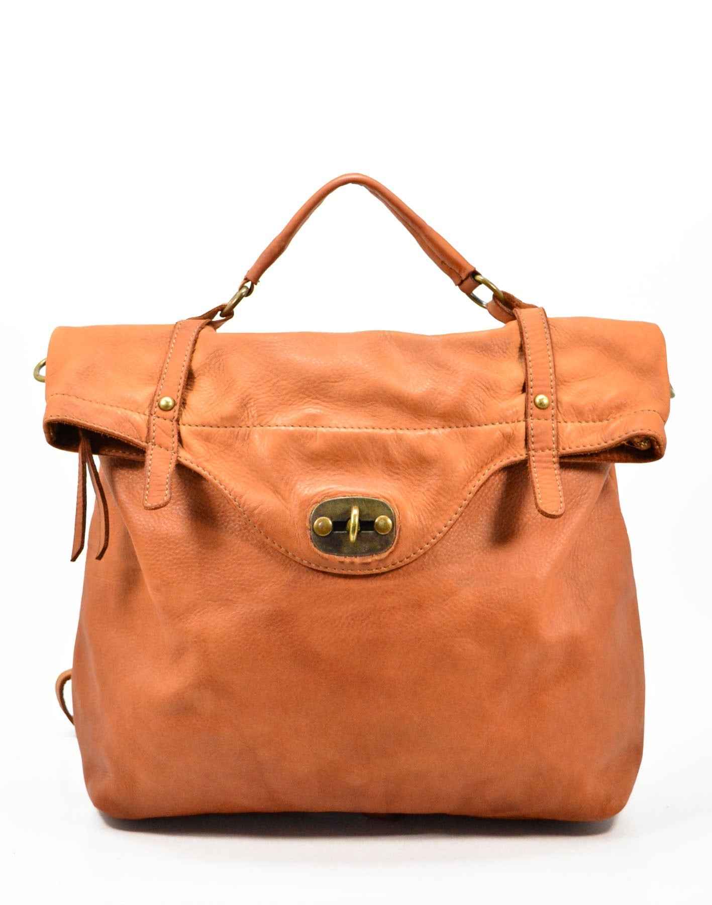 BZNA Bag Gabi cognac Backpacker Designer Rucksack Damenhandtasche Schultertasche Leder Nappa ItalyNeu