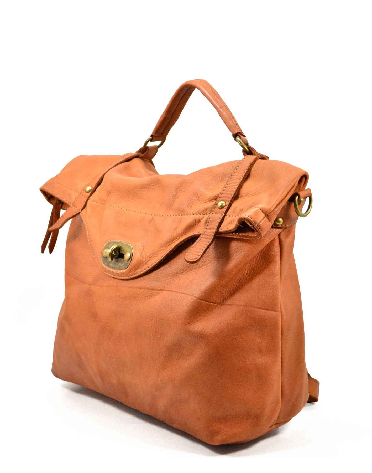 BZNA Bag Gabi cognac Backpacker Designer Rucksack Damenhandtasche Schultertasche Leder Nappa ItalyNeu
