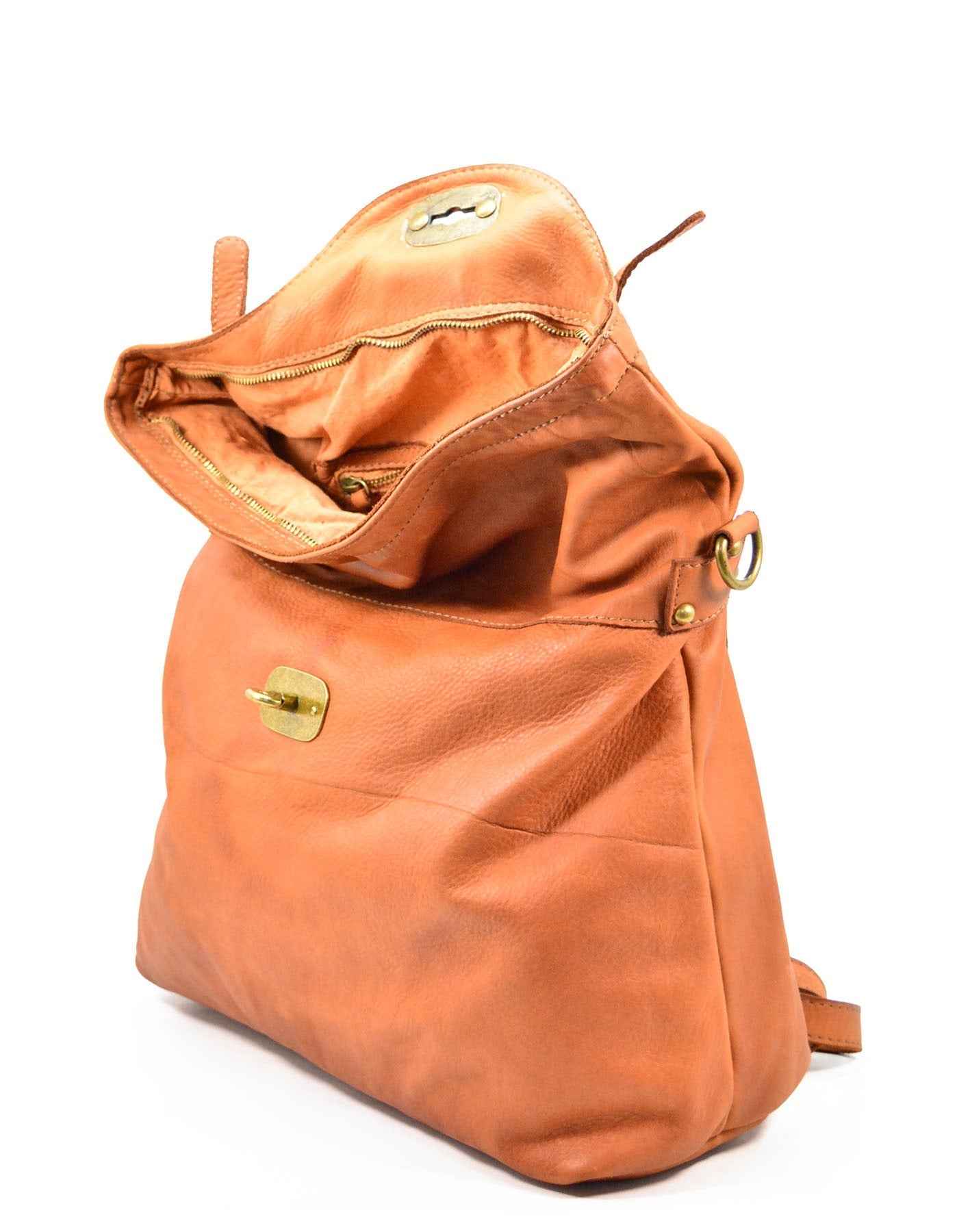 BZNA Bag Gabi Braun Backpacker Designer Rucksack Damenhandtasche Schultertasche Leder Nappa ItalyNeu