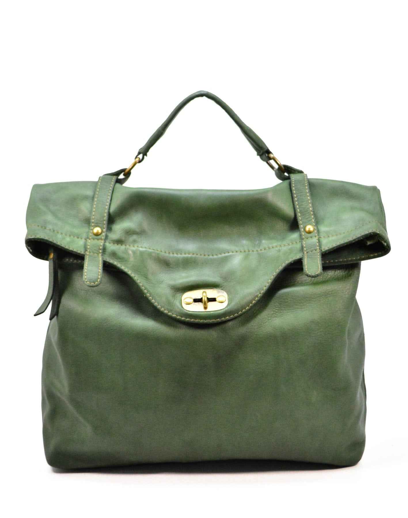 BZNA Bag Gabi Grün Backpacker Designer Rucksack Damenhandtasche Schultertasche Leder Nappa ItalyNeu