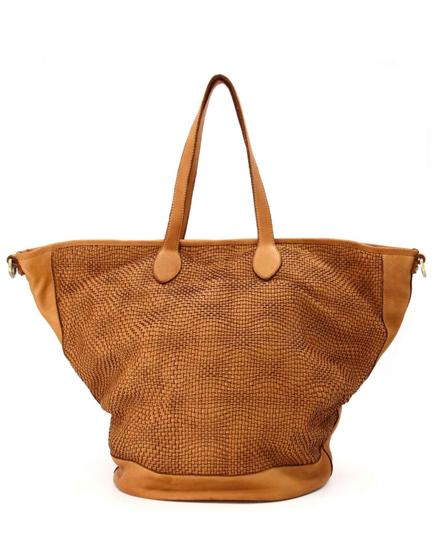 BZNA Bag Patch cognac Designer XXL Shopper Damen Handtasche Schultertasche