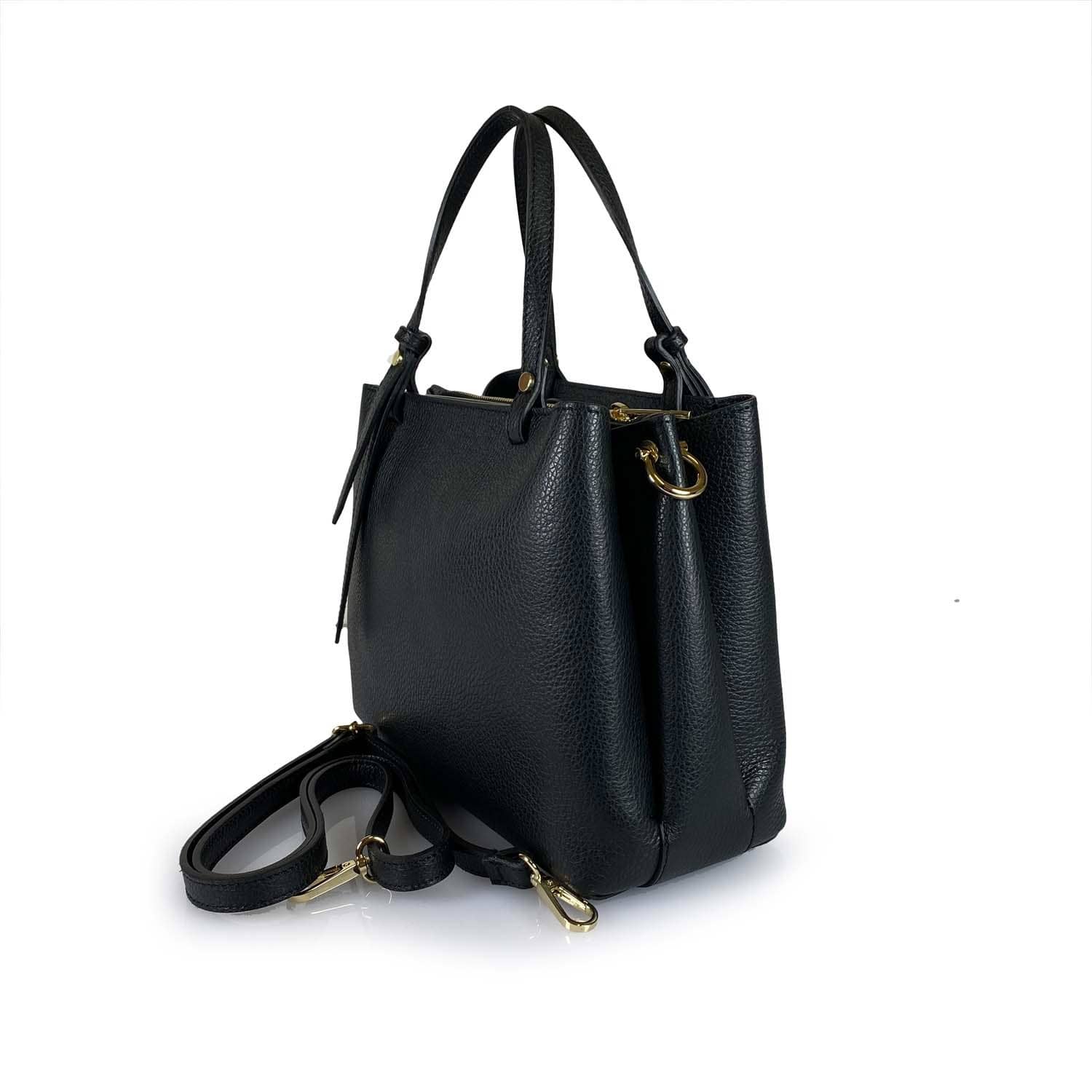 BZNA Bag Latona Schwarz Leder Italy Damen Handtasche Schultertasche Tasche - B Z N A