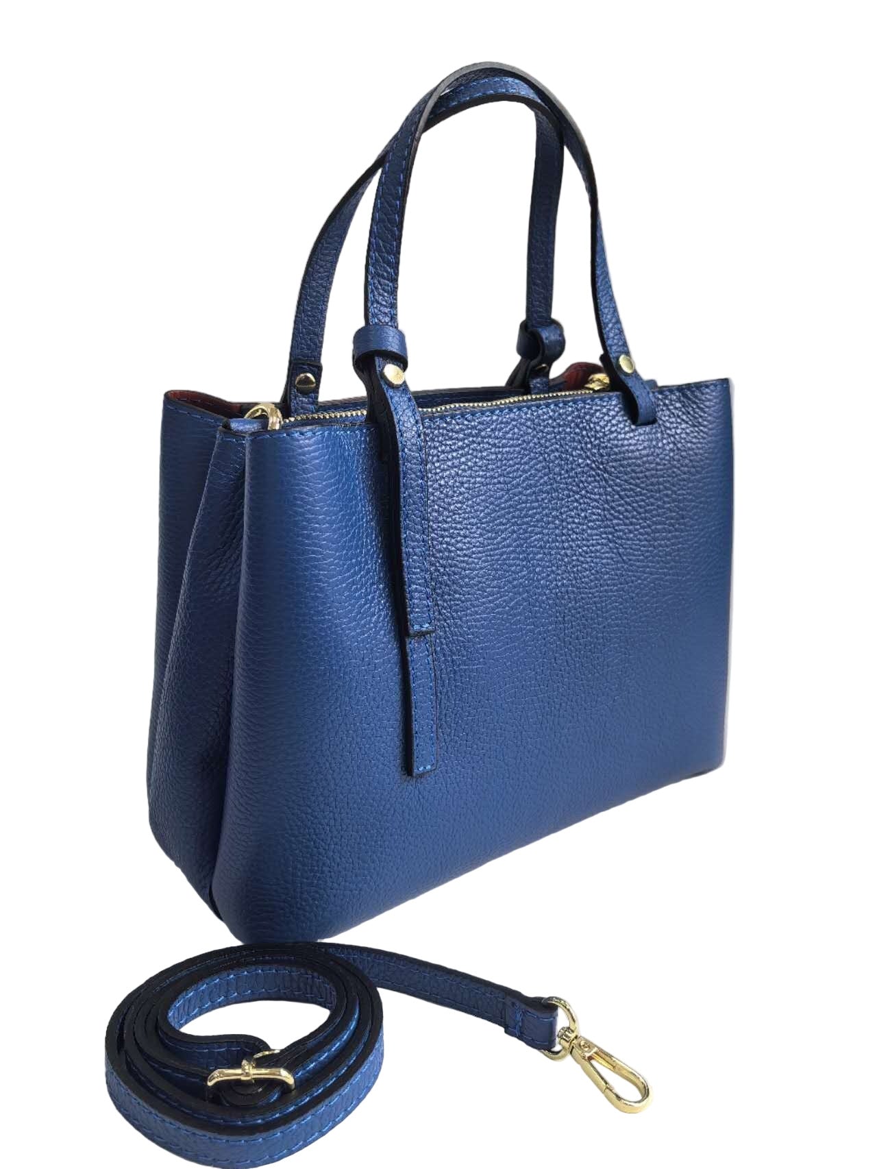 BZNA Bag Latona Blau Leder Italy Damen Handtasche Schultertasche Tasche - B Z N A