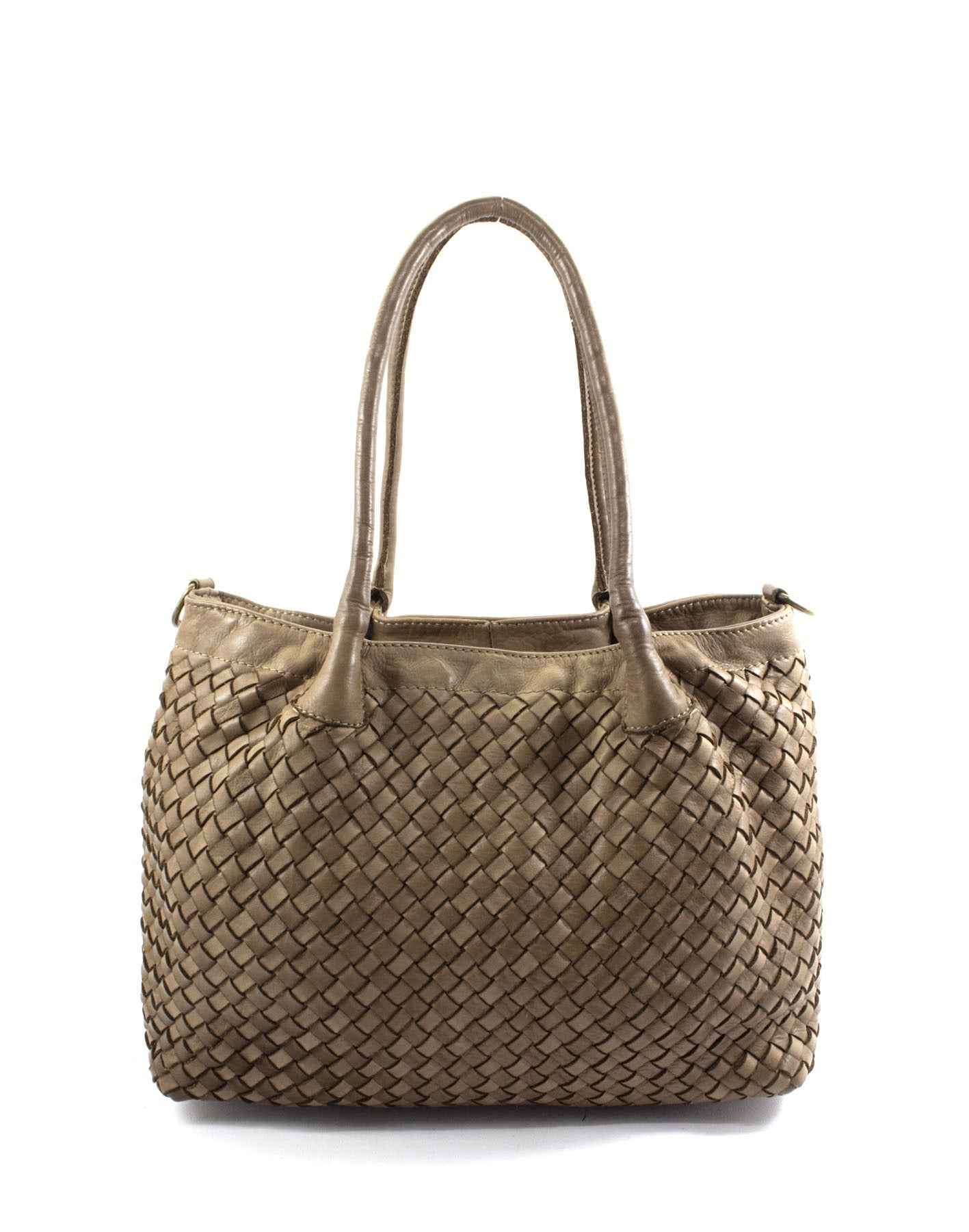 BZNA Bag Lara Taupe Italy Damen Handtasche Schultertasche Tasche Leder