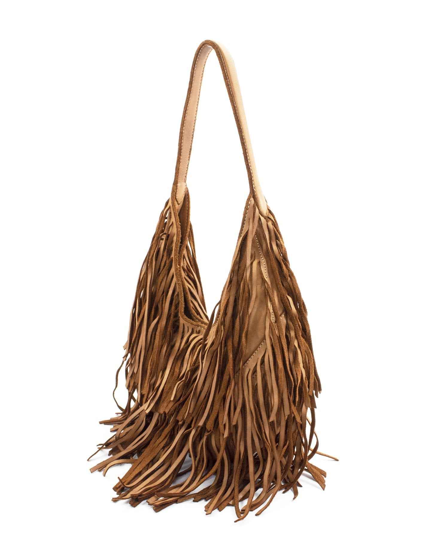 BZNA Bag Sinssa Braun Fransen  Schultertasche Designer Damen Handtasche Italy