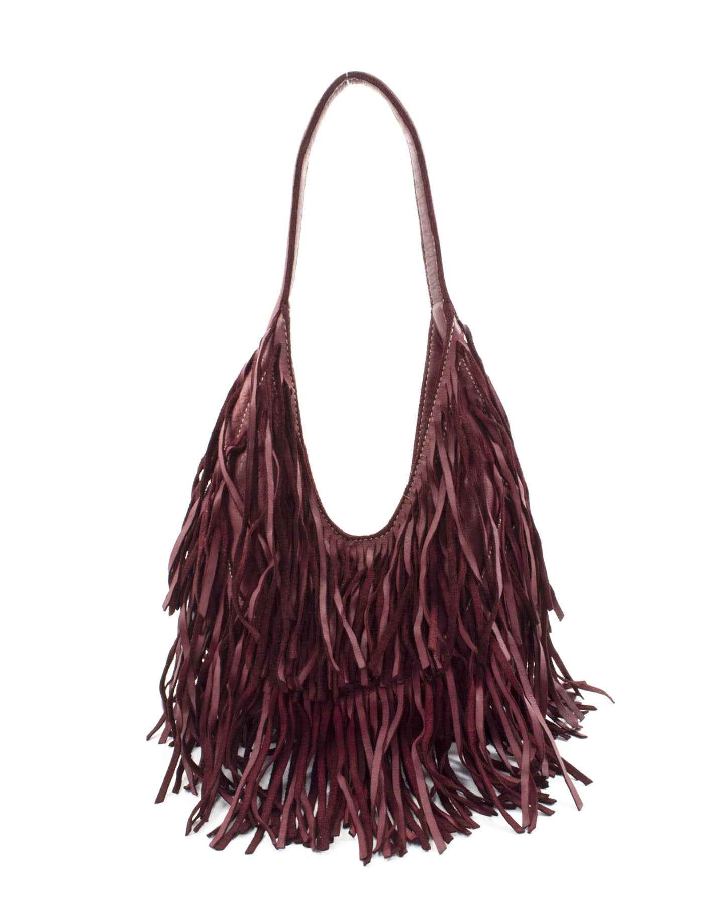 BZNA Bag Sinssa Bordeaux Fransen  Schultertasche Designer Damen Handtasche Italy