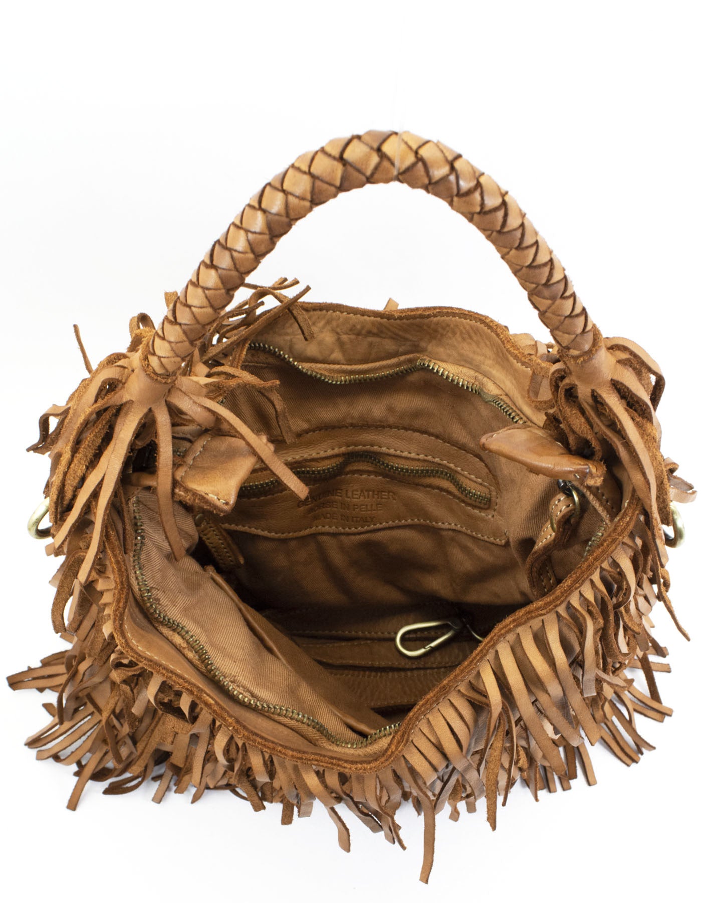 BZNA Bag Franssa Bordeaux Fransen  Schultertasche Designer Damen Handtasche Italy - B Z N A