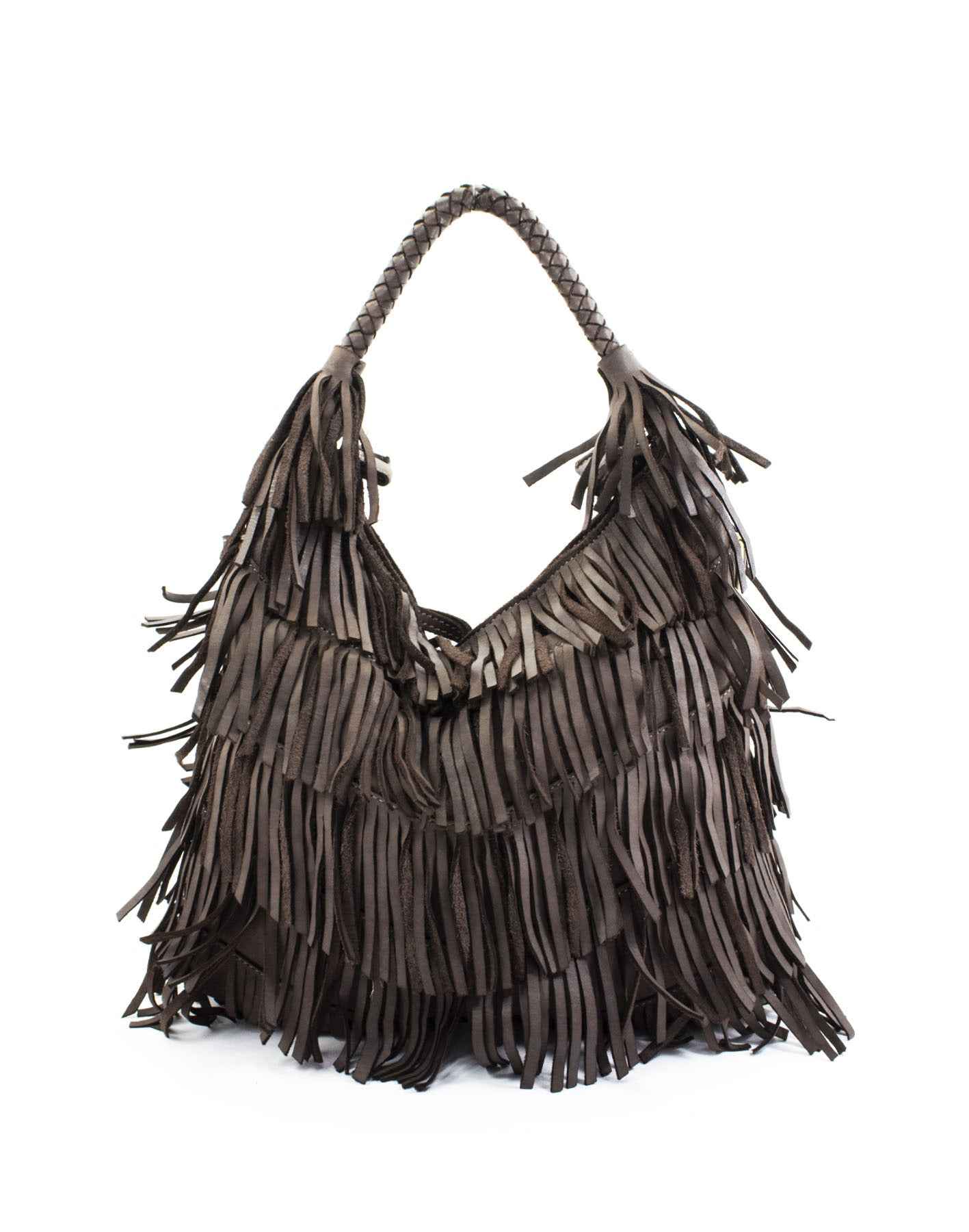 BZNA Bag Franssa Braun Fransen  Schultertasche Designer Damen Handtasche Italy