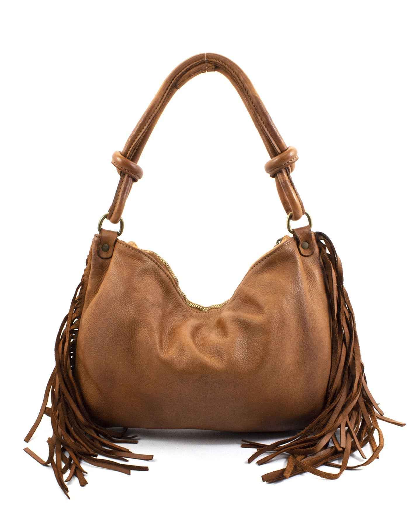BZNA Bag Natti Cognac Italy Designer Fransen Handtasche Ledertasche Schultertasche Leder Shopper Neu