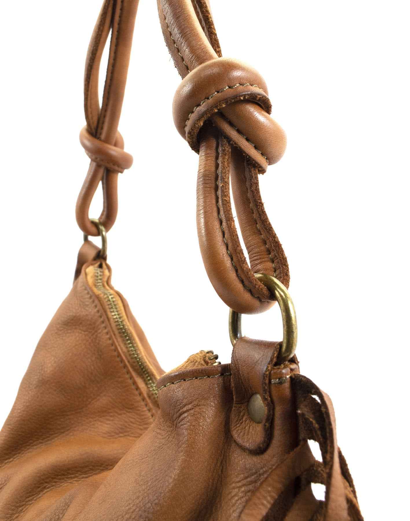 BZNA Bag Natti Braun Italy Designer Fransen Handtasche Ledertasche Schultertasche Leder Shopper Neu