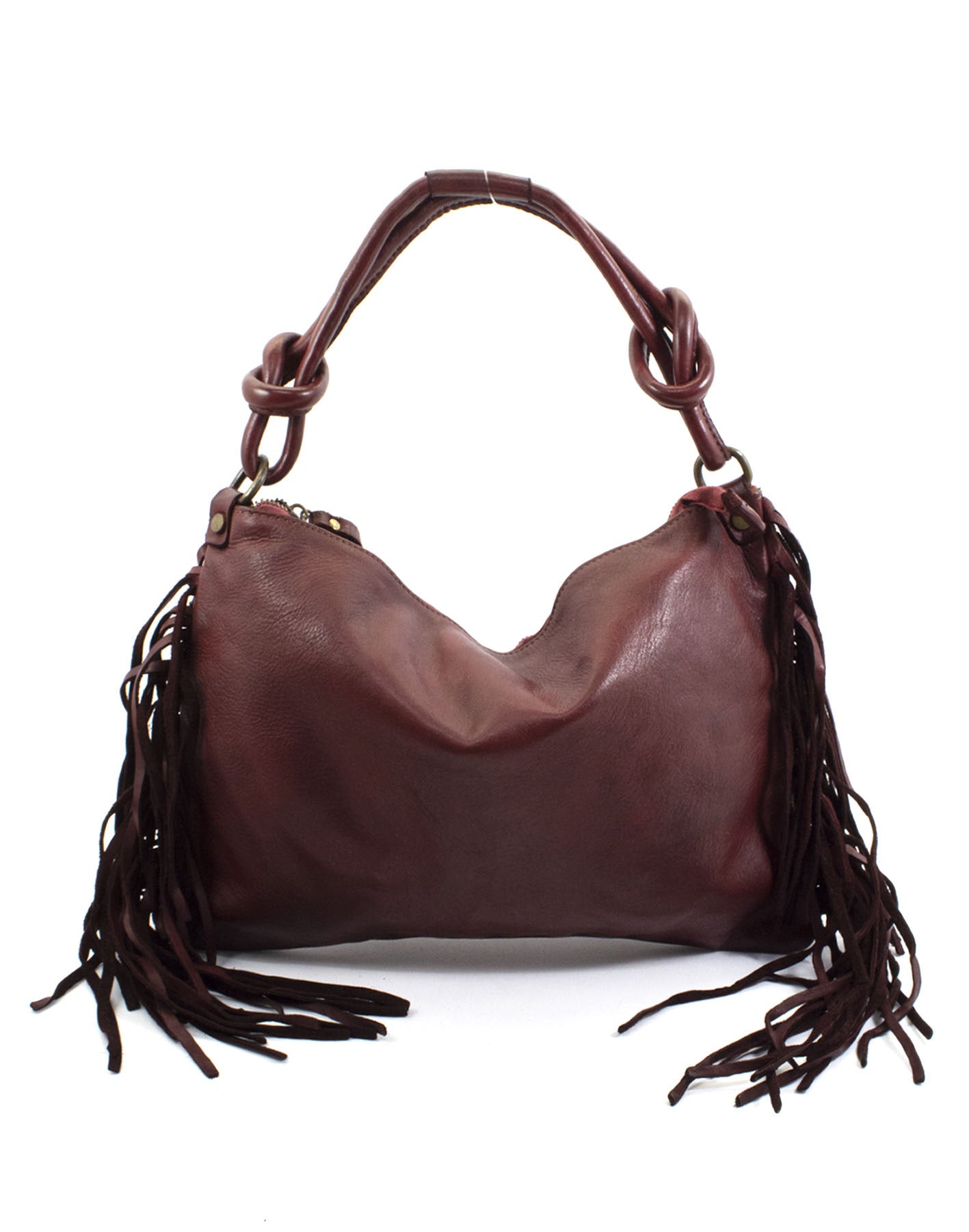 BZNA Bag Natti Bordeaux Italy Designer Fransen Handtasche Ledertasche Schultertasche Leder Shopper Neu - B Z N A