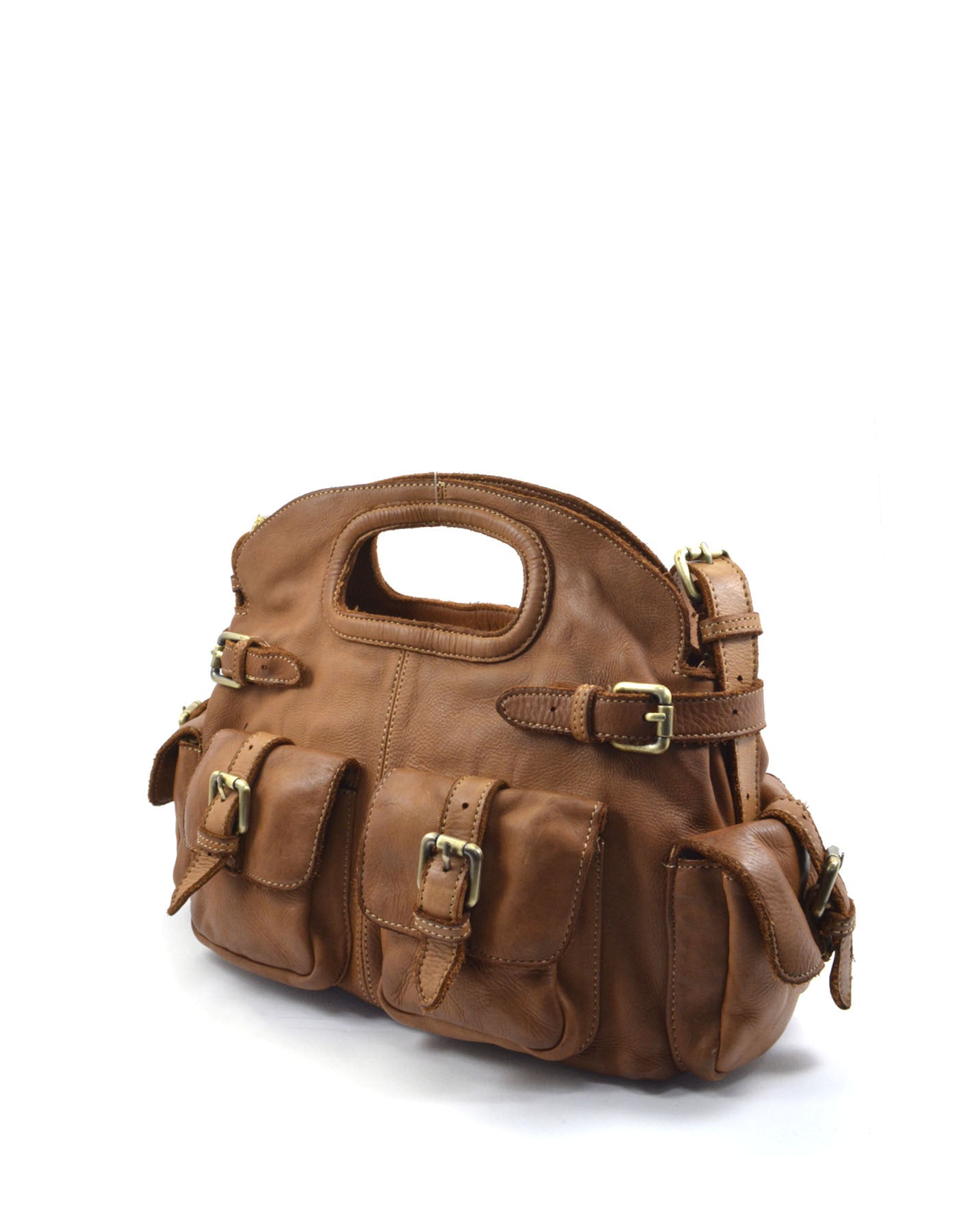 BZNA Bag Radika Taupe Italy Damen Handtasche Schultertasche Tasche Leder - B Z N A