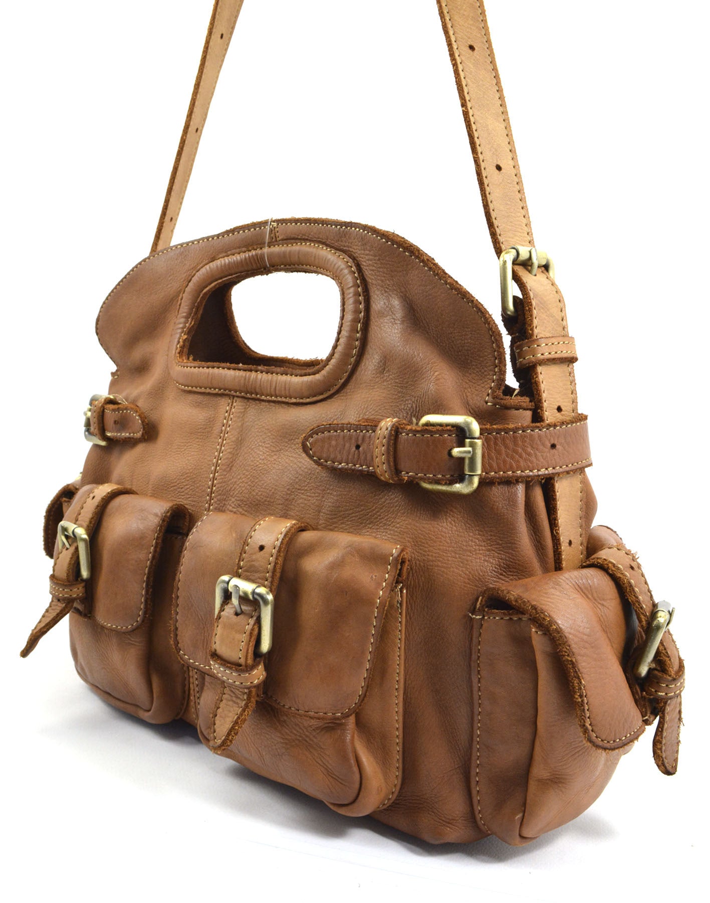 BZNA Bag Radika Taupe Italy Damen Handtasche Schultertasche Tasche Leder - B Z N A