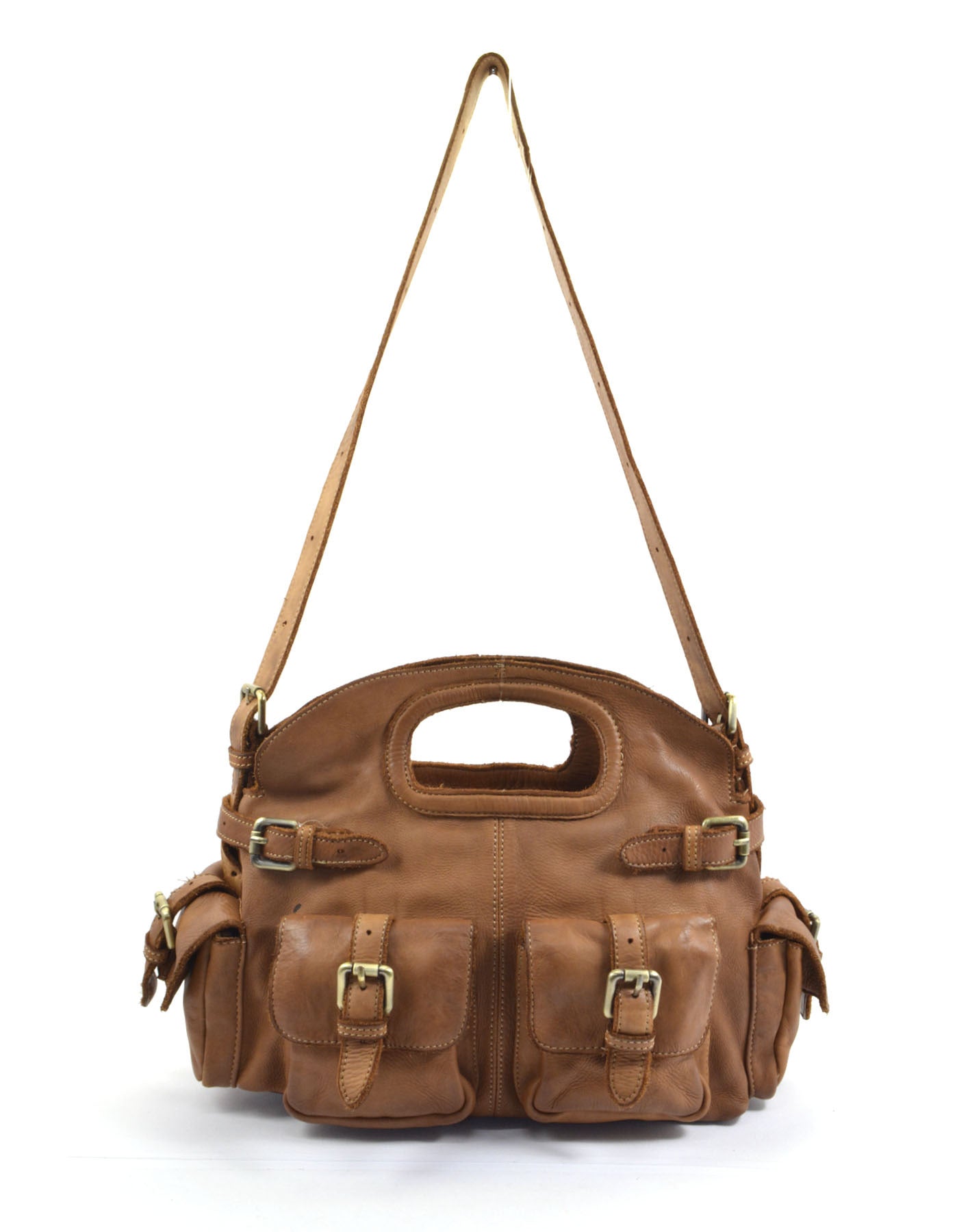 BZNA Bag Radika Taupe Italy Damen Handtasche Schultertasche Tasche Leder - B Z N A