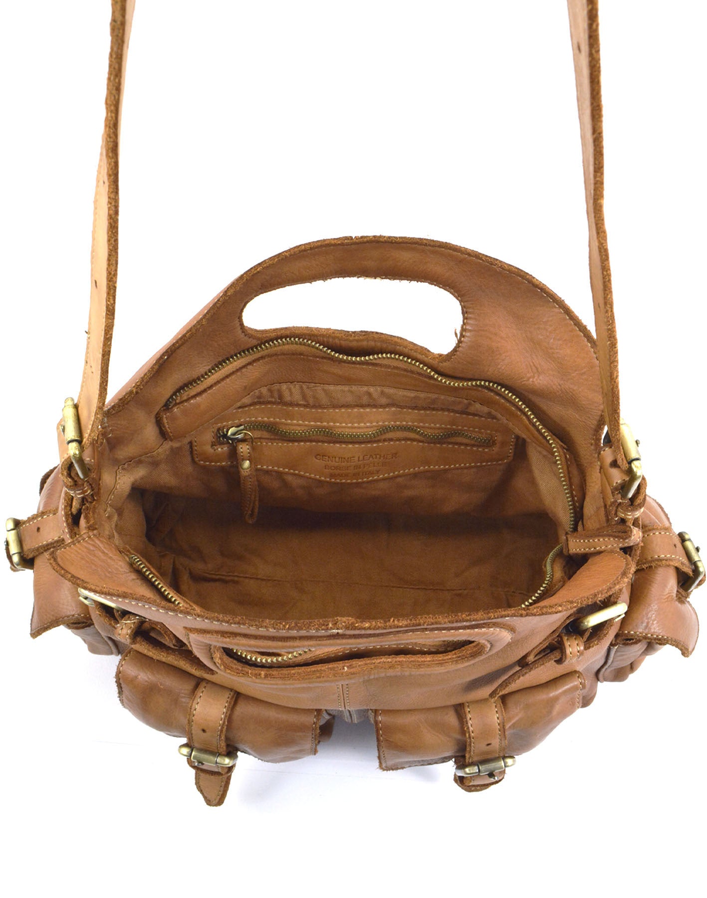 BZNA Bag Radika Taupe Italy Damen Handtasche Schultertasche Tasche Leder - B Z N A