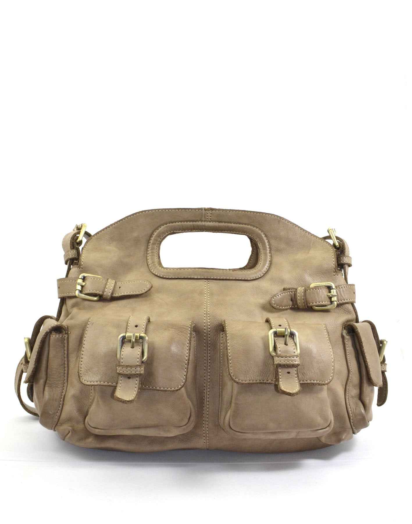 BZNA Bag Radika Taupe Italy Damen Handtasche Schultertasche Tasche Leder
