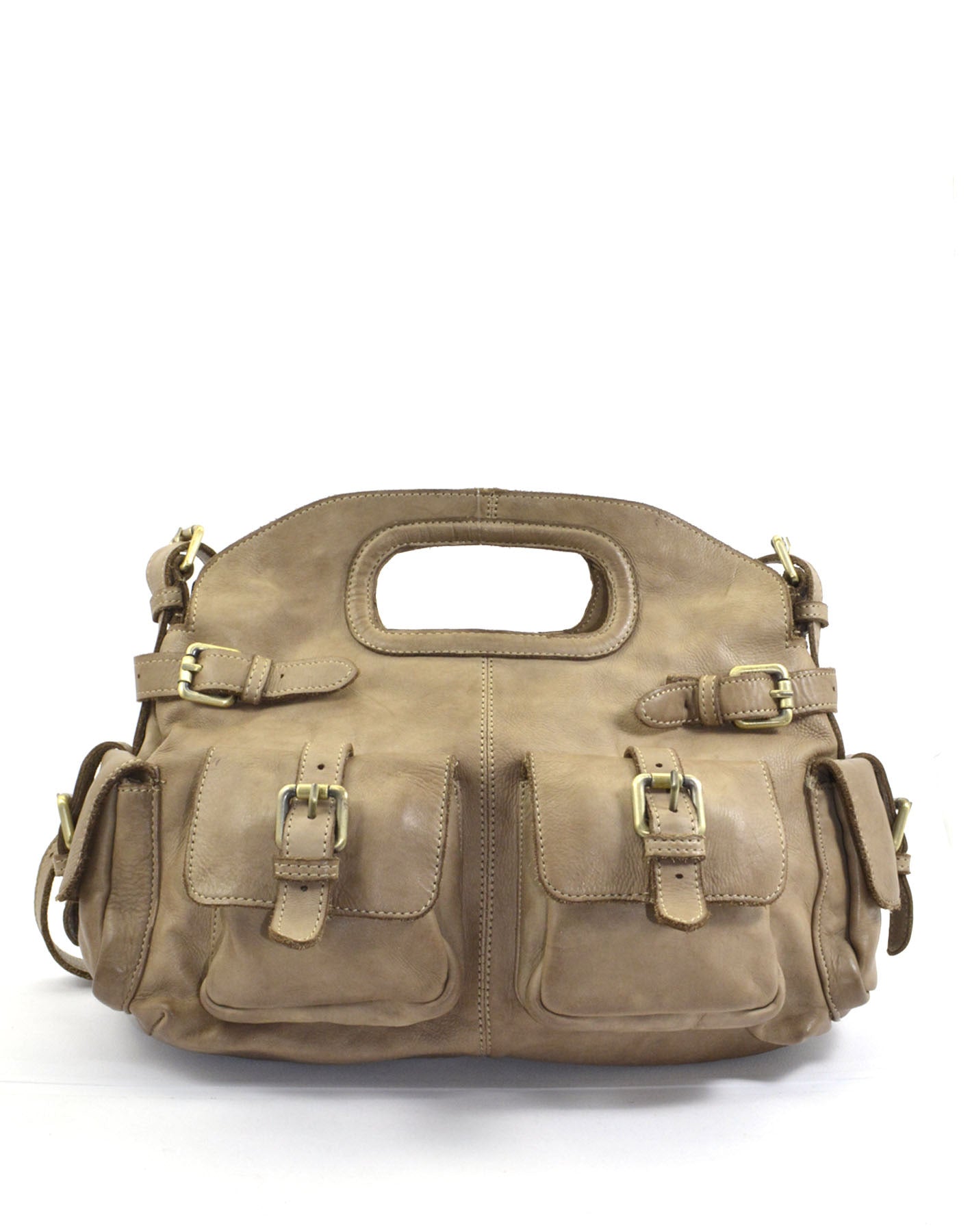 BZNA Bag Radika Taupe Italy Damen Handtasche Schultertasche Tasche Leder - B Z N A