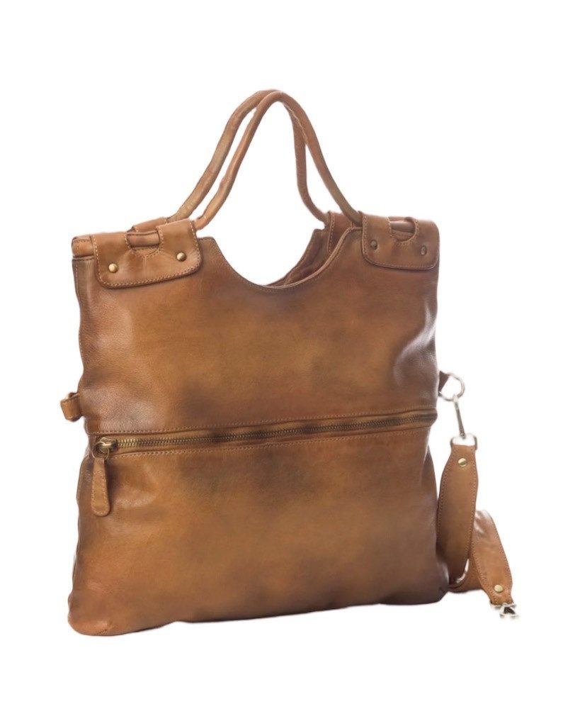 BZNA Bag Shopper Elisa Cognac Designer Damenhandtasche Messenger Schultertasche - B Z N A