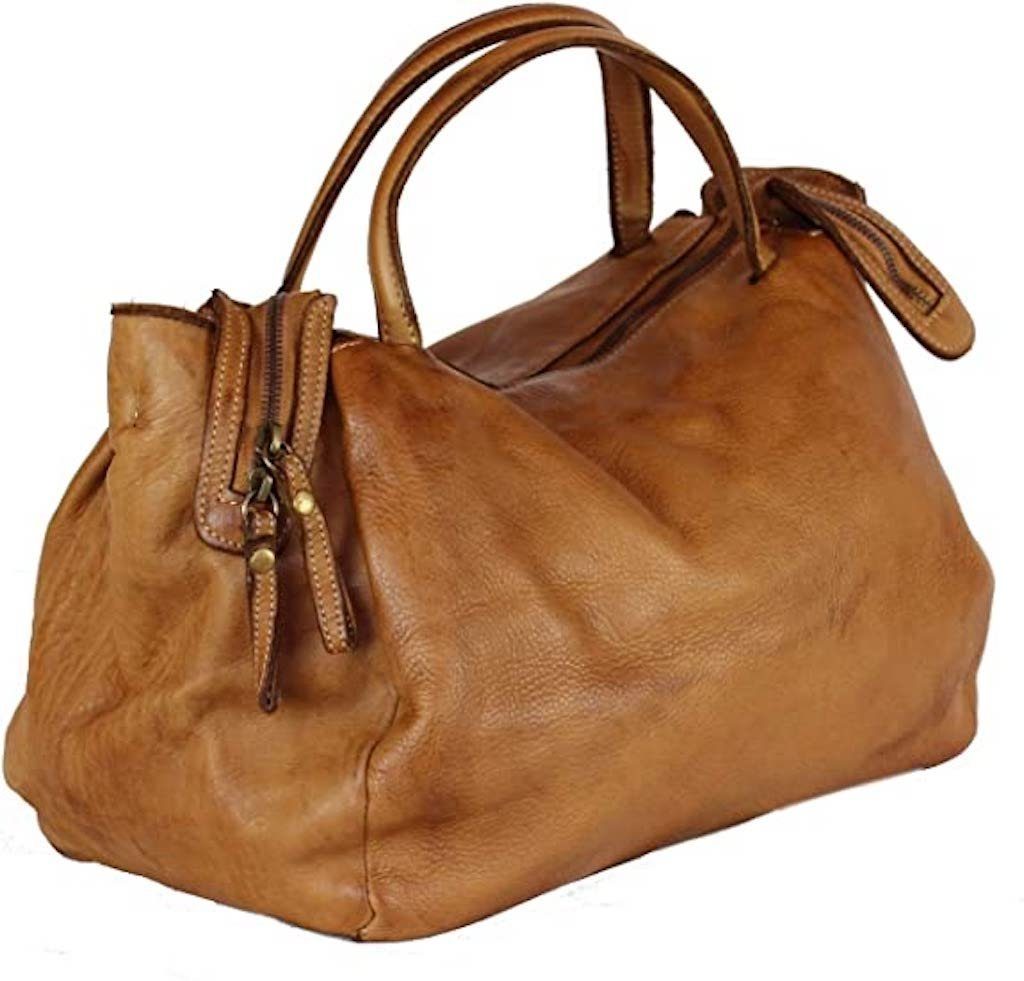 BZNA Bag Diana Cognac Italy Designer Damen Handtasche Schultertasche Tasche Leder - B Z N A