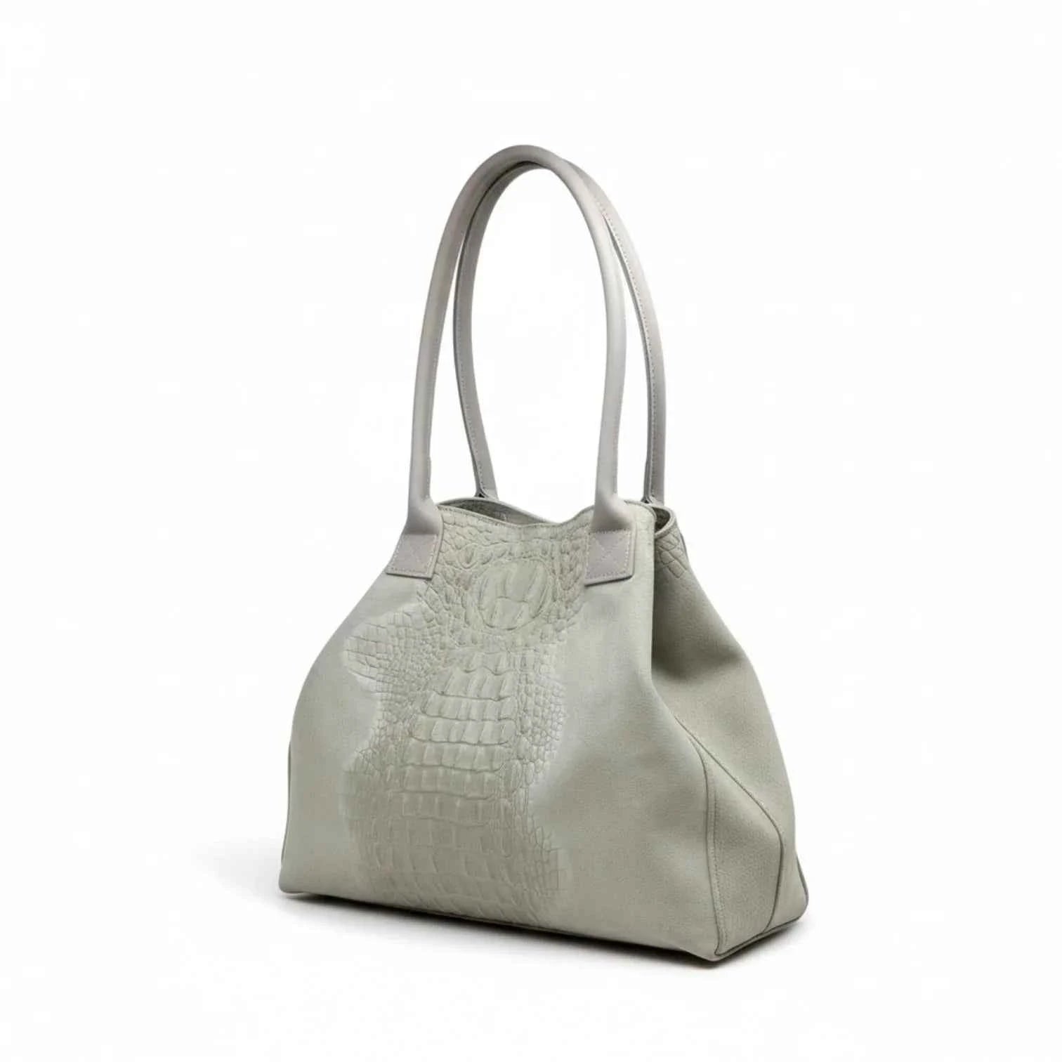 BZNA Bag Ladas Beige Kroko Prägung Leder Italy Damen Shopper Handtasche Schultertasche Tasche