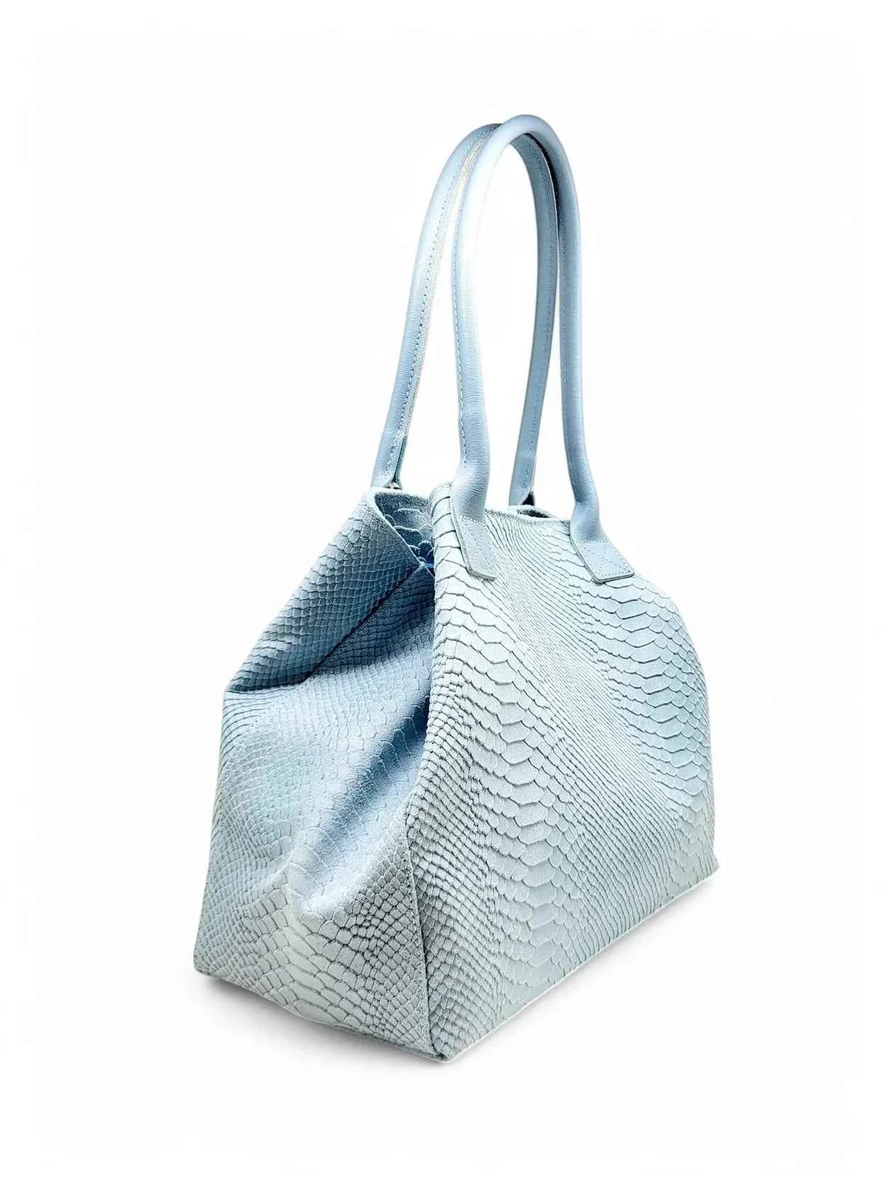 BZNA Bag Ladasha Himmelblau Snake Prägung Leder Italy Damen Shopper Handtasche Schultertasche Tasche