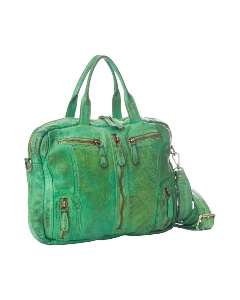 BZNA Bag Simsa Grün Brilliant Business Aktentasche Designer Ledertasche Schultertasche Unisex - B Z N A