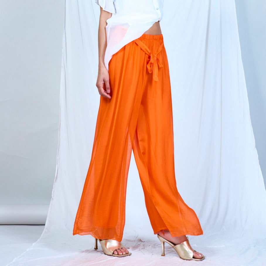 BZNA Hose mit Seide Fließende elastische Taille Chiffon Seidenhose Onesize - B Z N A