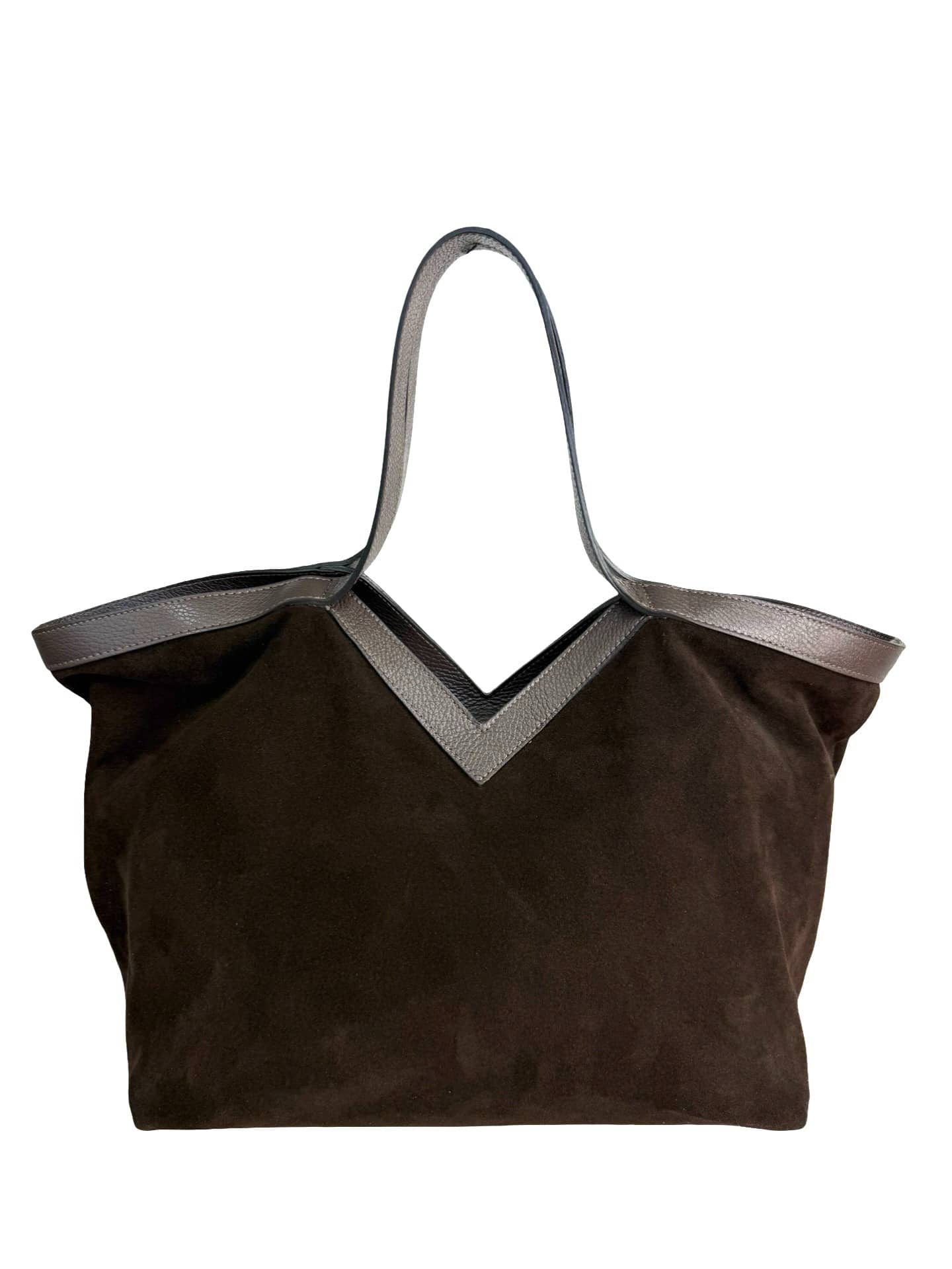 BZNA Bag Marini Braun Wildleder Italy Damen Handtasche Schultertasche Tasche - B Z N A