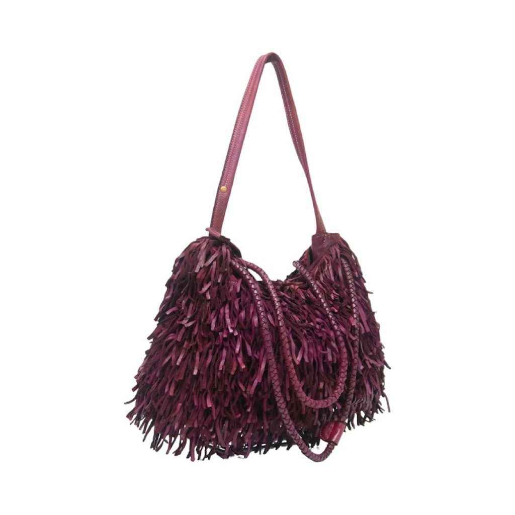 BZNA Bag Peppina Bordeaux Fransen  Schultertasche Designer Damen Handtasche Italy