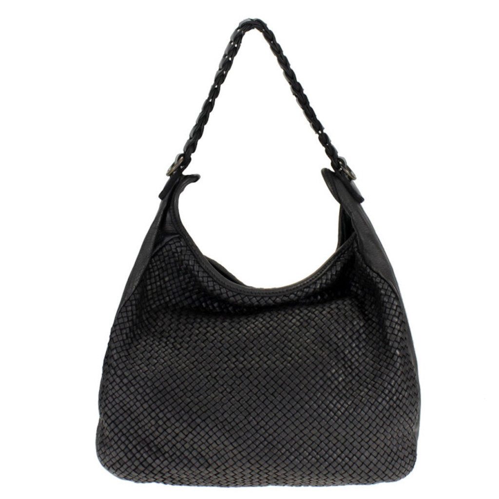 BZNA Bag Manja Schwarz Italy Designer Beutel Umhängetasche Shopper Handtasche Leder - B Z N A