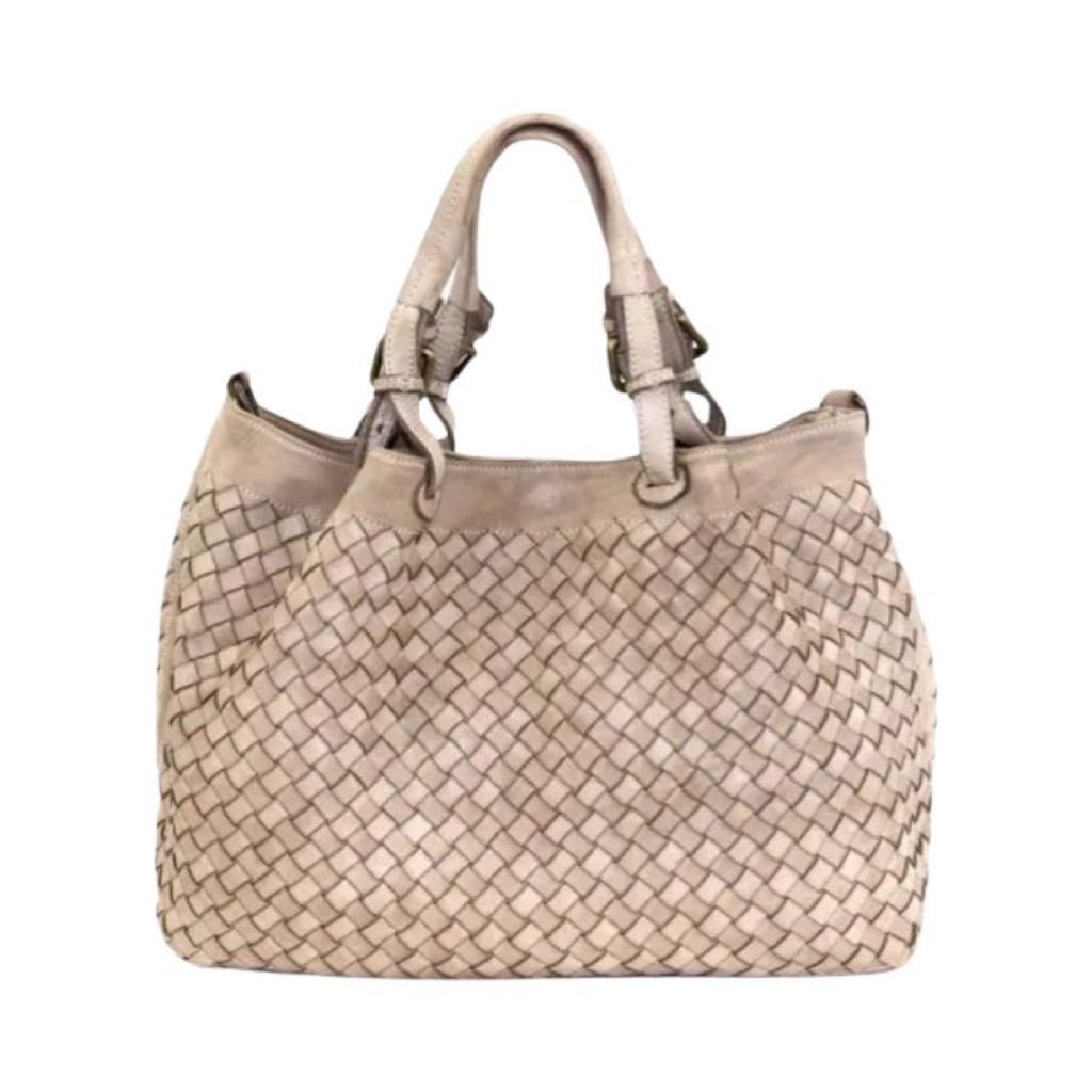 BZNA Bag Rene beige Italy Designer geflochten Damen Handtasche Ledertasche Schultertasche Tasche Schafsleder Shopper Neu - B Z N A