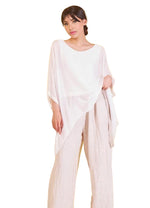 Lade das Bild in den Galerie-Viewer, BZNA Seidenbluse Weiß White Tunika Seidentunika Seidenchiffonbluse Fledermaus Ärmel oneSize
